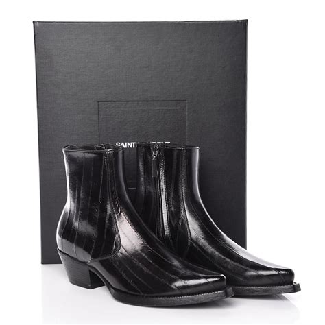 SAINT LAURENT Eel Mens Lukas Ankle Boots 39 Black